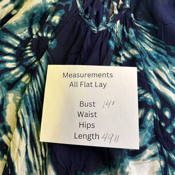 Anthropologie Maxi Dress Blue Tie Dye Strappy Details  Small Summer Fun Beachy - Picture 9 of 12